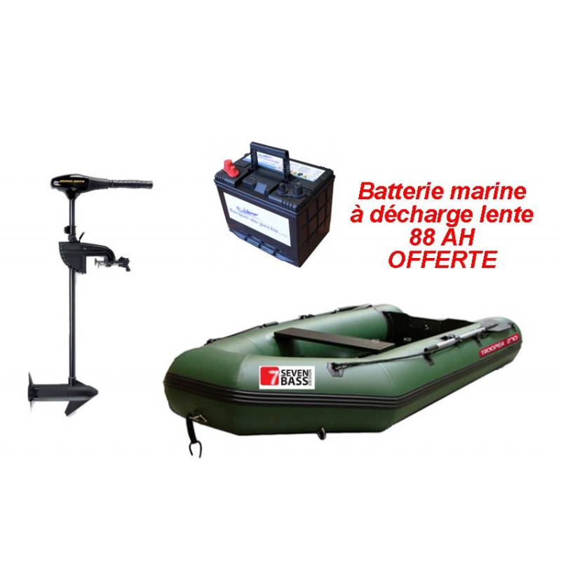 Pack BATEAU SEVEN BASS TROOPER 270 + moteur électrique Minnkota Endura C2V2 55 lbs + batterie