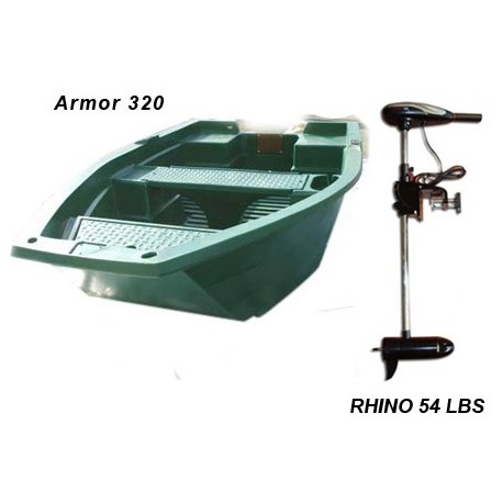 Barque Armor 320 + moteur Rhino 54 lbs