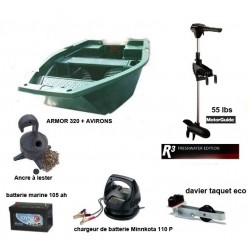  Armor 320 + moteur R3 55 LBS + Accessoires