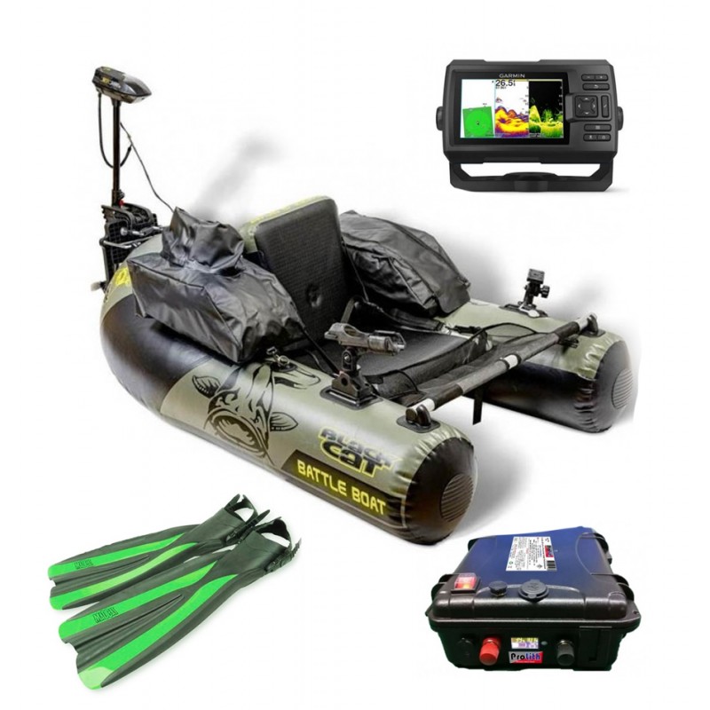Pack Float Tube Black Cat Battle Boat avec sondeur et batterie - Barque de  pêche