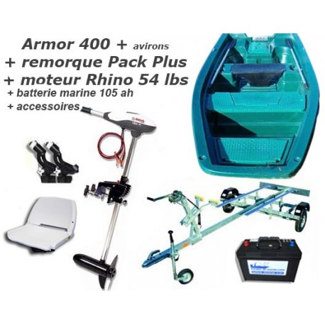 Armor 400 + remorque pack plus + moteur Rhino 54 + batterie marine + accessoires