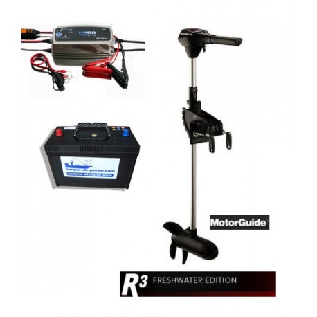 Pack Motorguide R3 55 lbs + Batterie marine 120 ah + chargeur CTECK