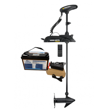 Pack Minn Kota TERROVA 55 GPS - 55 Lbs - 12V - Arbre 137 cm - Sans pédale + Batterie Lithium LiFePO4 12.8V 100Ah + Chargeur